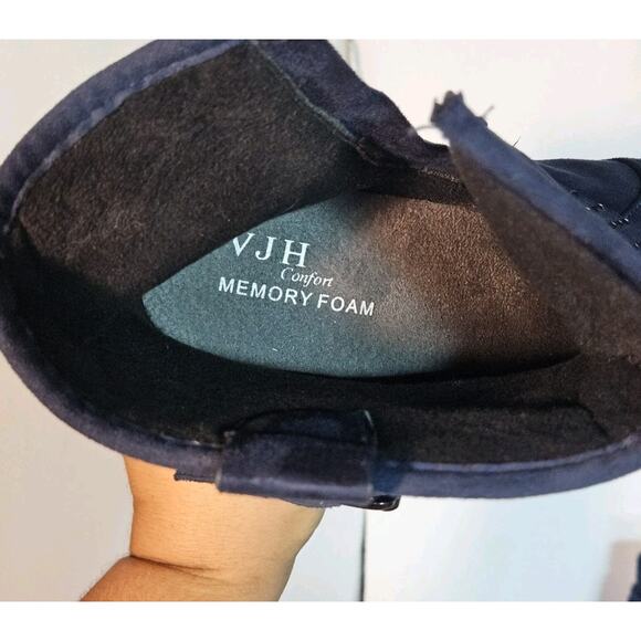 VJH Comfort Blue Suede Boots Womens Sz 8.5 Slouchy Dress Zip Booties Memory Foam - Picture 9 of 14